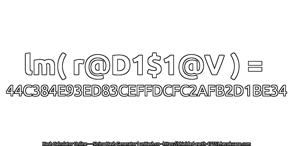 lm( r@D1$1@V ) = 44C384E93ED83CEFFDCFC2AFB2D1BE34 | unHash.co