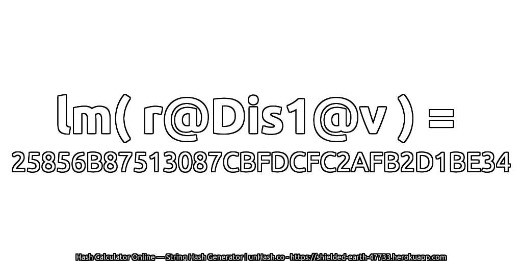 lm( r@Dis1@v ) = 25856B87513087CBFDCFC2AFB2D1BE34 | unHash.co