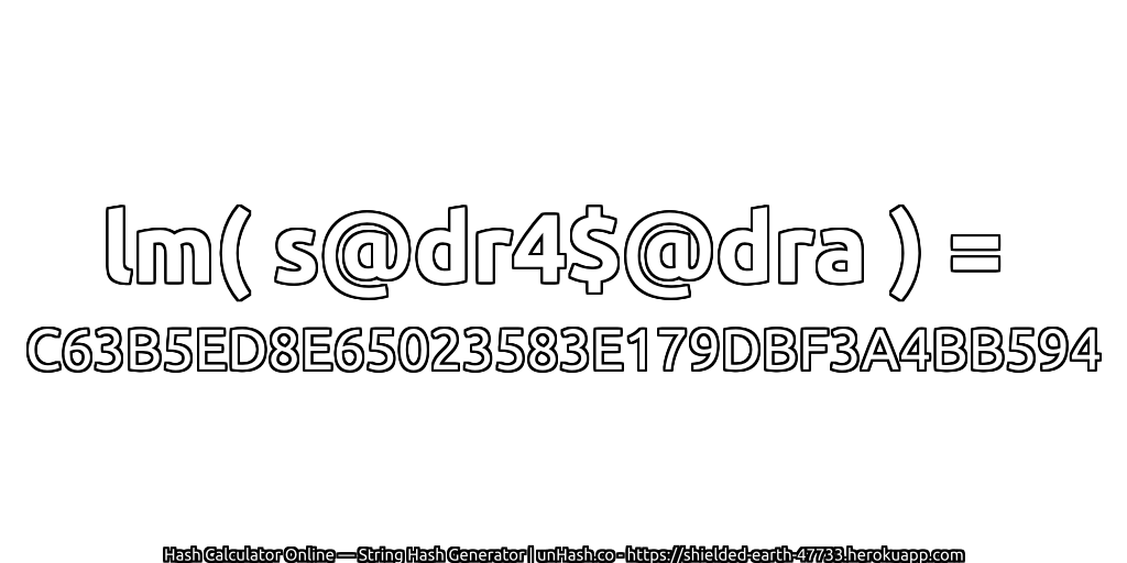 lm( s@dr4$@dra ) = C63B5ED8E65023583E179DBF3A4BB594 | unHash.co