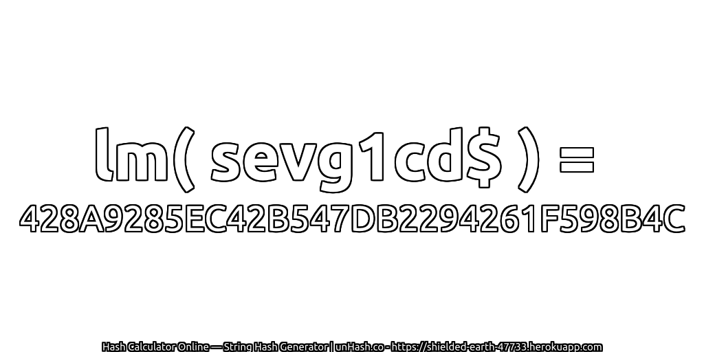 lm( sevg1cd$ ) = 428A9285EC42B547DB2294261F598B4C | unHash.co