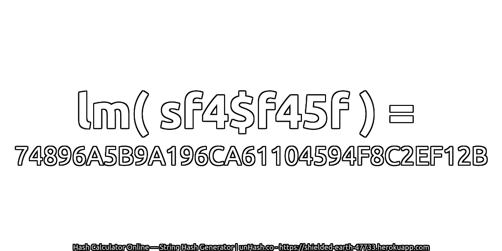 lm( sf4$f45f ) = 74896A5B9A196CA61104594F8C2EF12B | unHash.co