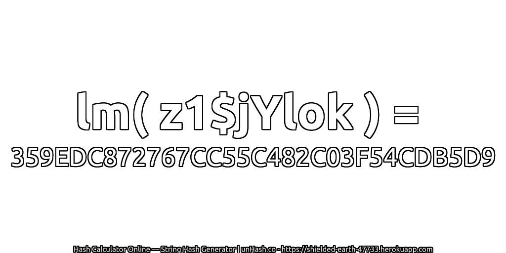 lm( z1$jYlok ) = 359EDC872767CC55C482C03F54CDB5D9 | unHash.co