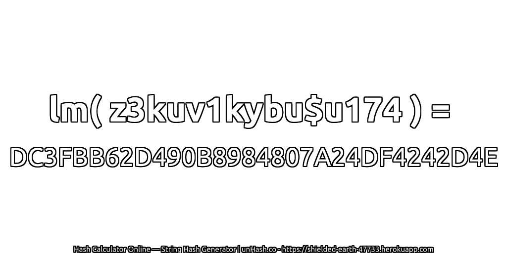 lm( z3kuv1kybu$u174 ) = DC3FBB62D490B8984807A24DF4242D4E | unHash.co