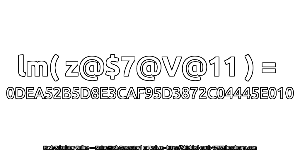 lm( z@$7@V@11 ) = 0DEA52B5D8E3CAF95D3872C04445E010 | unHash.co