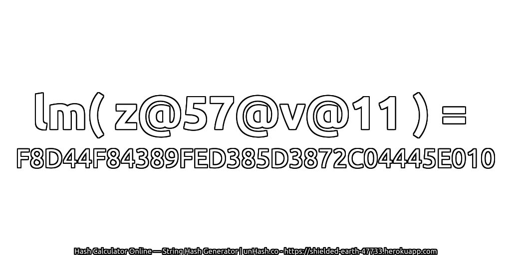 lm( z@57@v@11 ) = F8D44F84389FED385D3872C04445E010 | unHash.co