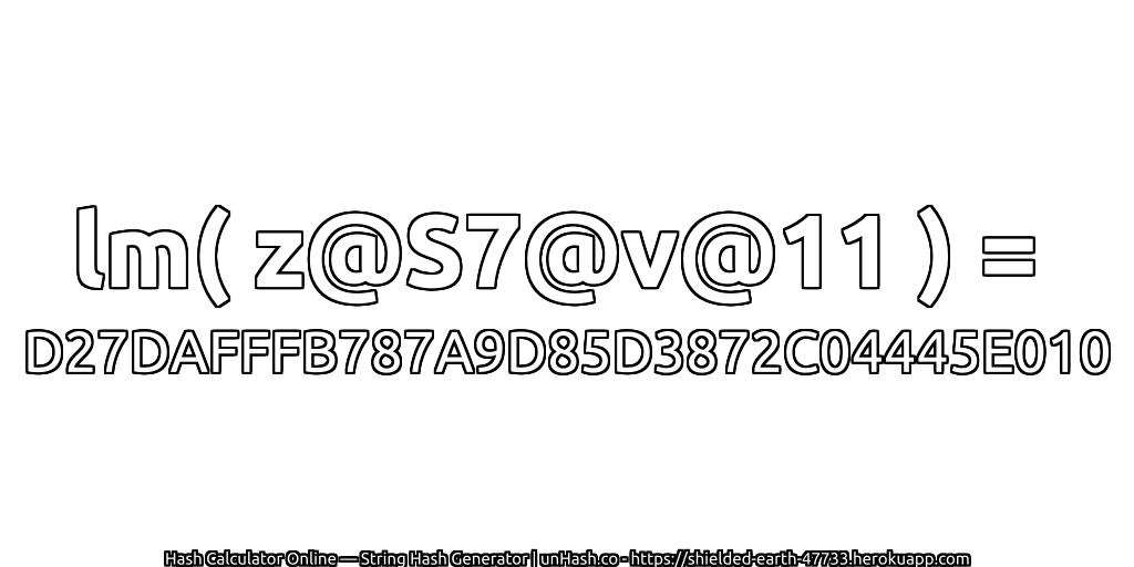 lm( z@S7@v@11 ) = D27DAFFFB787A9D85D3872C04445E010 | unHash.co
