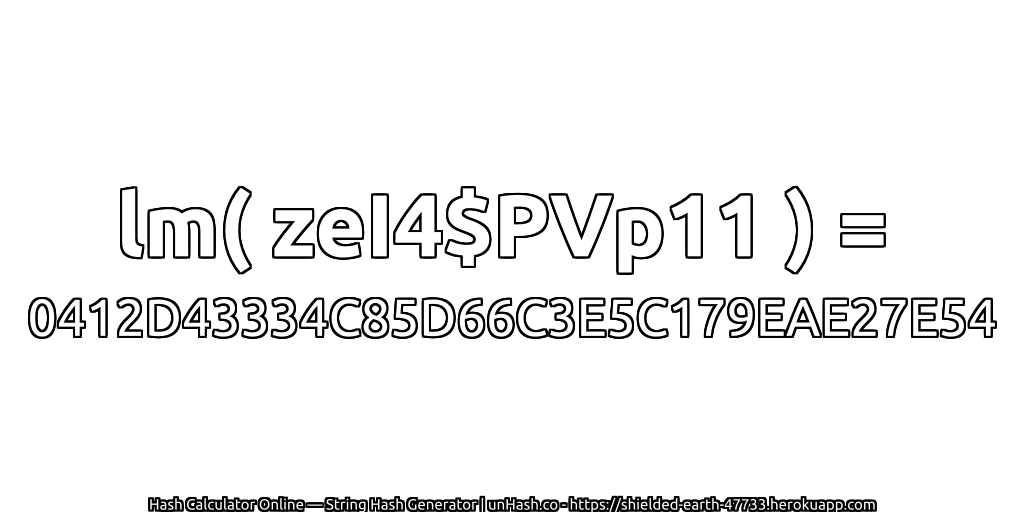 lm( zeI4$PVp11 ) = 0412D43334C85D66C3E5C179EAE27E54 | unHash.co