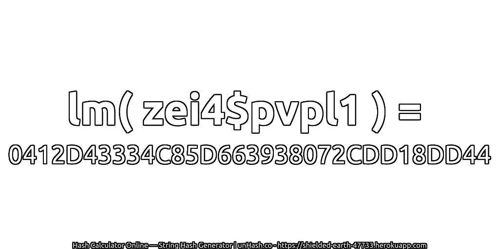 lm( zei4$pvpl1 ) = 0412D43334C85D663938072CDD18DD44 | unHash.co