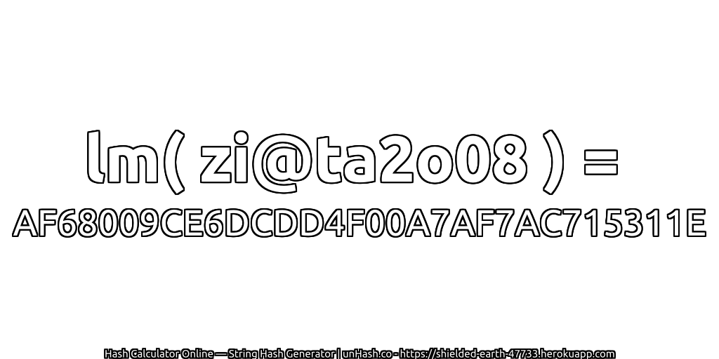 lm( zi@ta2o08 ) = AF68009CE6DCDD4F00A7AF7AC715311E | unHash.co