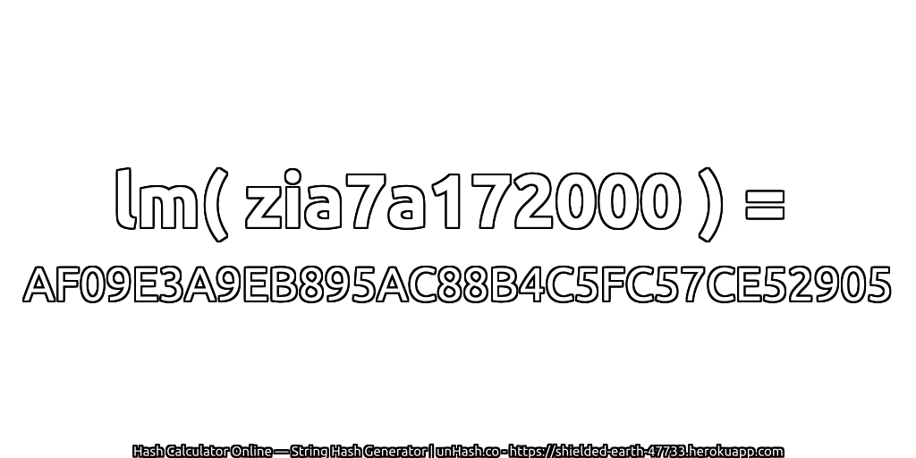 lm( zia7a172000 ) = AF09E3A9EB895AC88B4C5FC57CE52905 | unHash.co