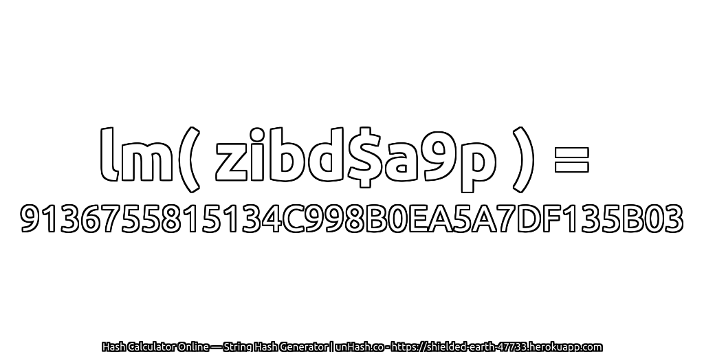 lm( zibd$a9p ) = 9136755815134C998B0EA5A7DF135B03 | unHash.co