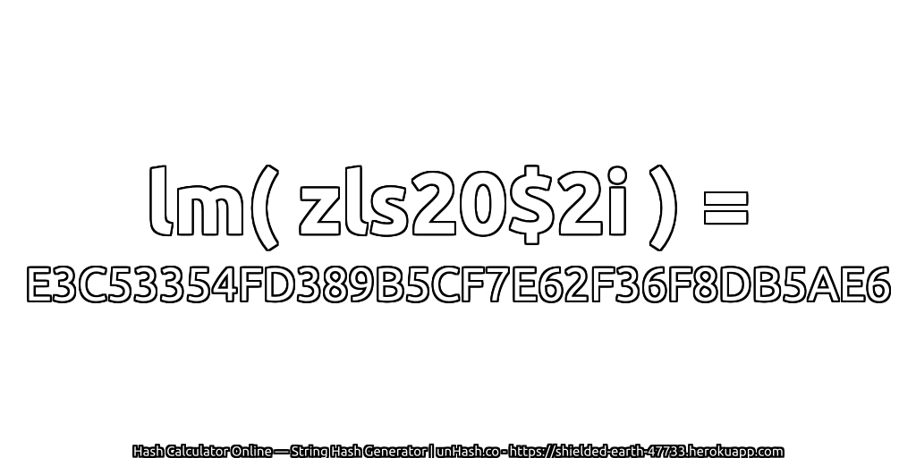 lm( zls20$2i ) = E3C53354FD389B5CF7E62F36F8DB5AE6 | unHash.co