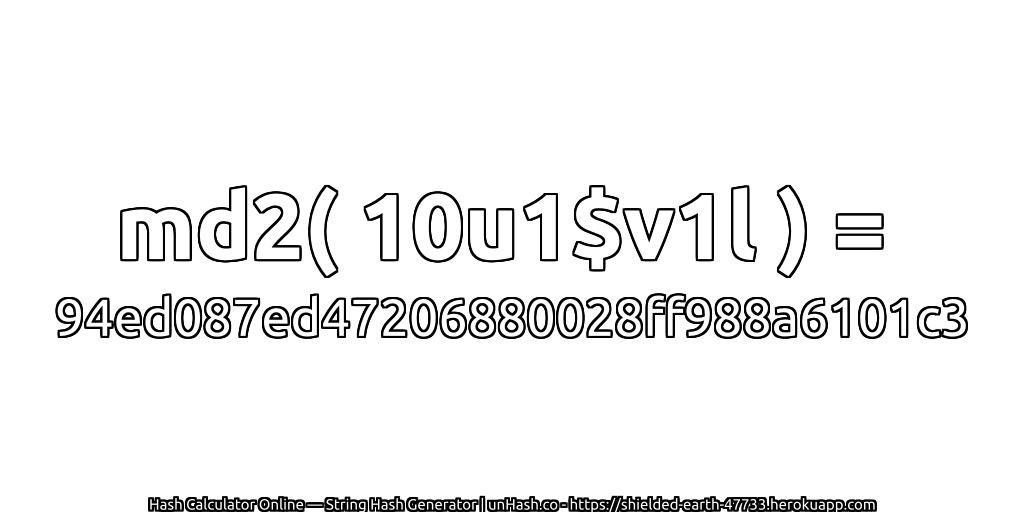 md2( 10u1$v1l ) = 94ed087ed47206880028ff988a6101c3 | unHash.co
