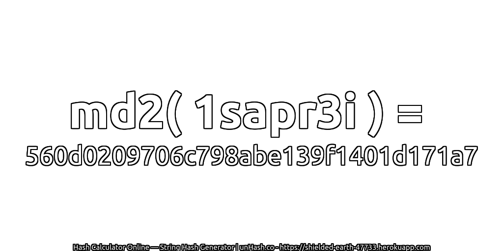 md2( 1sapr3i ) = 560d0209706c798abe139f1401d171a7 | unHash.co