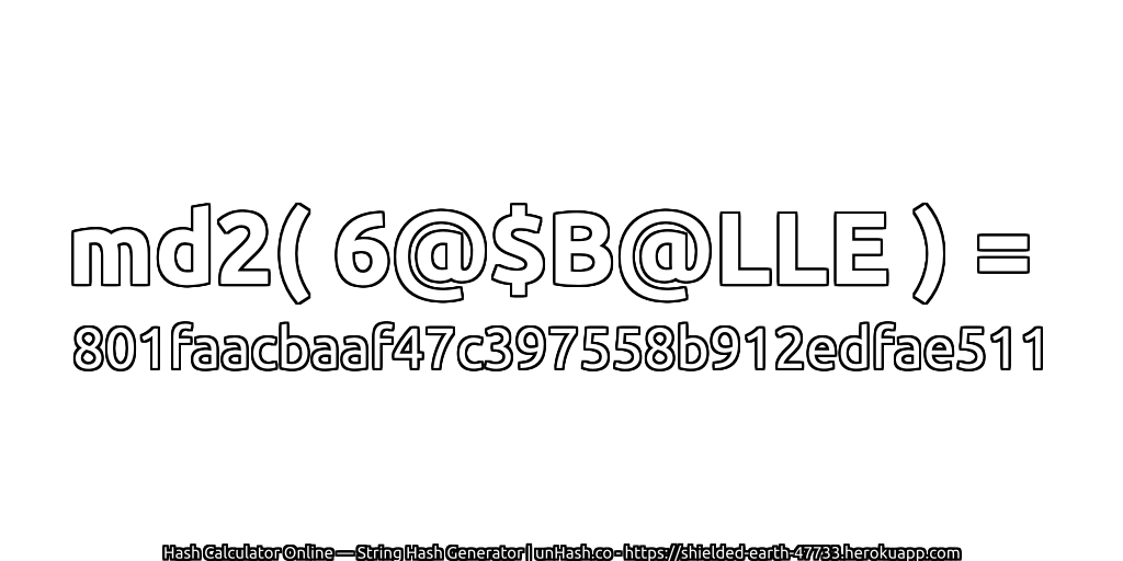 md2( 6@$B@LLE ) = 801faacbaaf47c397558b912edfae511 | unHash.co