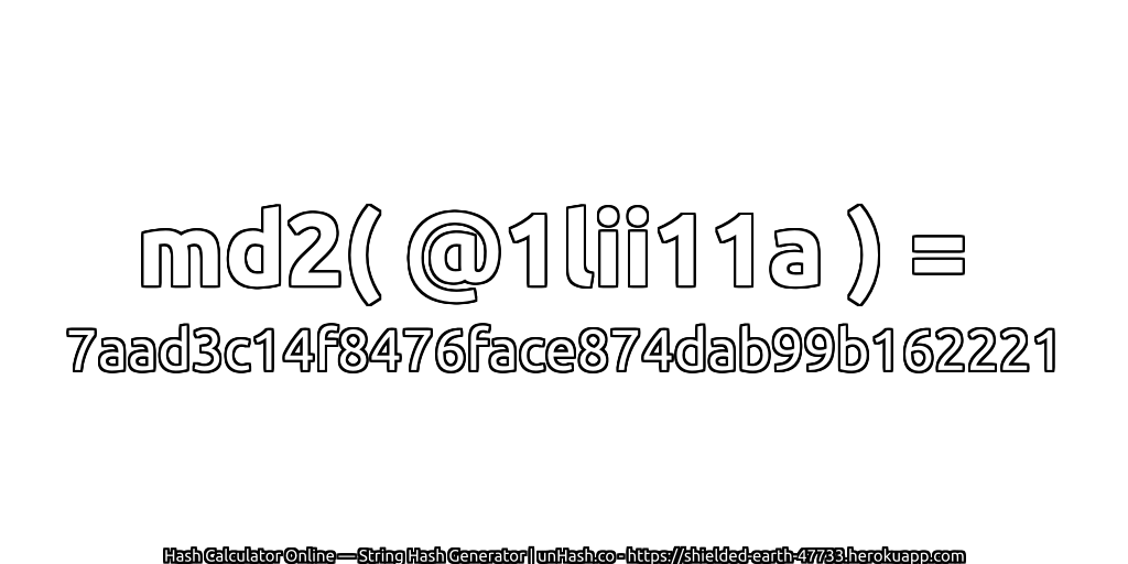 md2( @1lii11a ) = 7aad3c14f8476face874dab99b162221 | unHash.co
