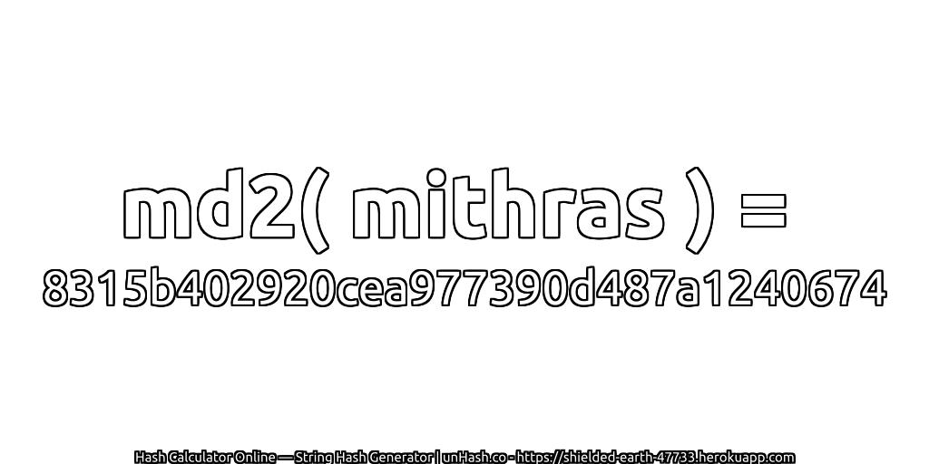 md2( mithras ) = 8315b402920cea977390d487a1240674 | unHash.co
