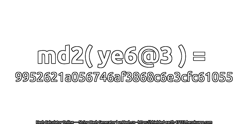 md2( ye6@3 ) = 9952621a056746af3868c6e3cfc61055 | unHash.co