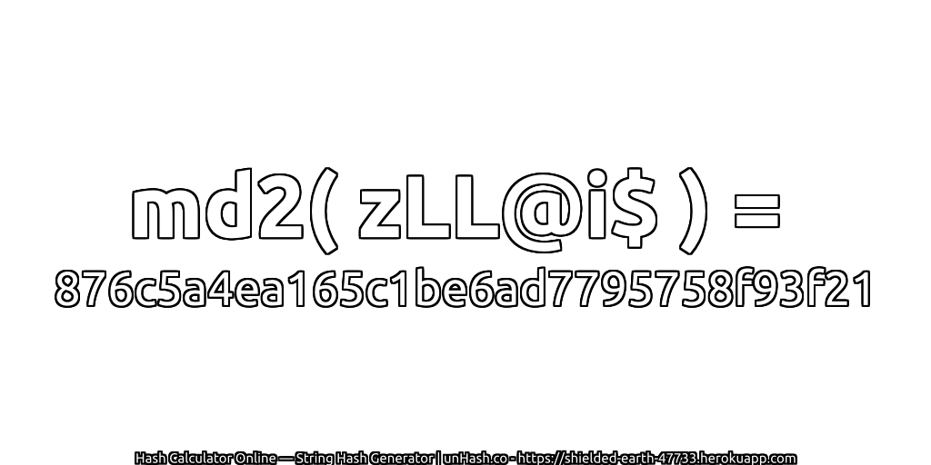 md2( zLL@i$ ) = 876c5a4ea165c1be6ad7795758f93f21 | unHash.co