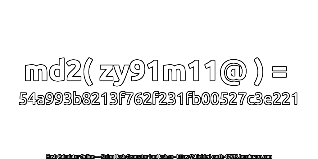 md2( zy91m11@ ) = 54a993b8213f762f231fb00527c3e221 | unHash.co