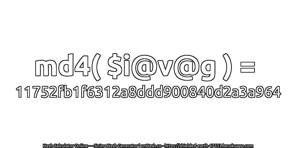 md4( $i@v@g ) = 11752fb1f6312a8ddd900840d2a3a964 | unHash.co