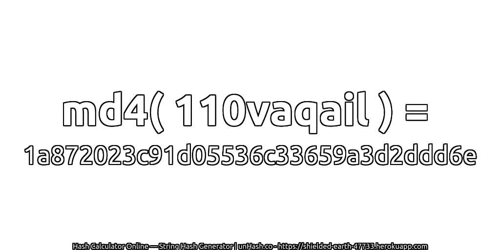 md4( 110vaqail ) = 1a872023c91d05536c33659a3d2ddd6e | unHash.co