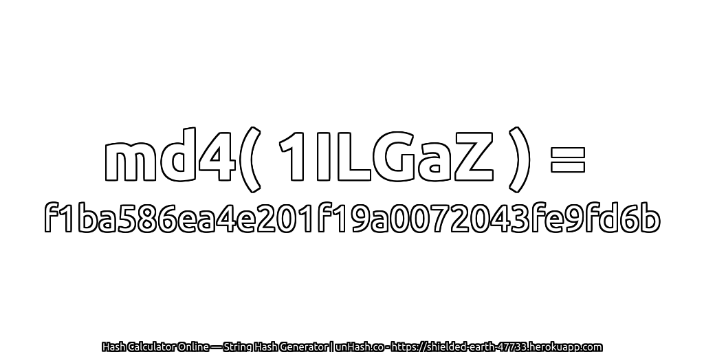 md4( 1ILGaZ ) = f1ba586ea4e201f19a0072043fe9fd6b | unHash.co