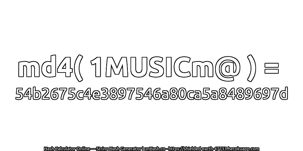md4( 1MUSICm@ ) = 54b2675c4e3897546a80ca5a8489697d | unHash.co