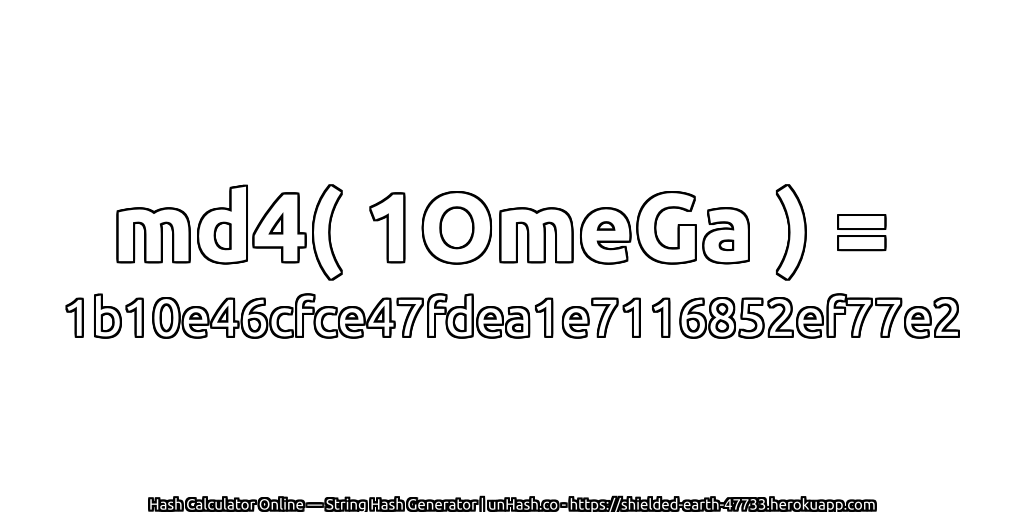 md4( 1OmeGa ) = 1b10e46cfce47fdea1e7116852ef77e2 | unHash.co