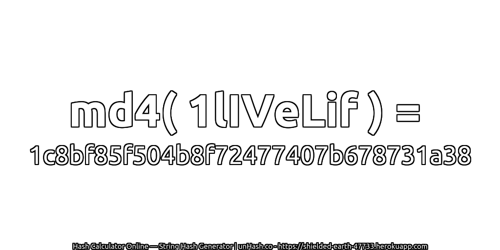 md4( 1lIVeLif ) = 1c8bf85f504b8f72477407b678731a38 | unHash.co
