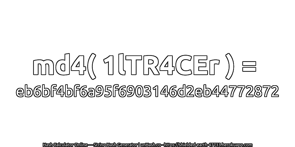 md4( 1lTR4CEr ) = eb6bf4bf6a95f6903146d2eb44772872 | unHash.co
