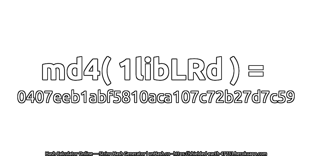 md4( 1libLRd ) = 0407eeb1abf5810aca107c72b27d7c59 | unHash.co