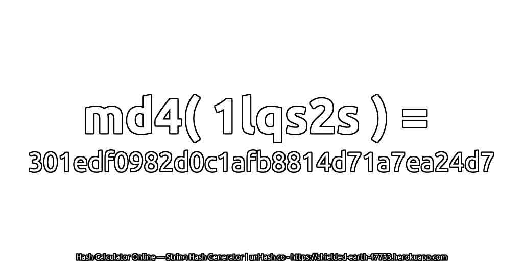 md4( 1lqs2s ) = 301edf0982d0c1afb8814d71a7ea24d7 | unHash.co