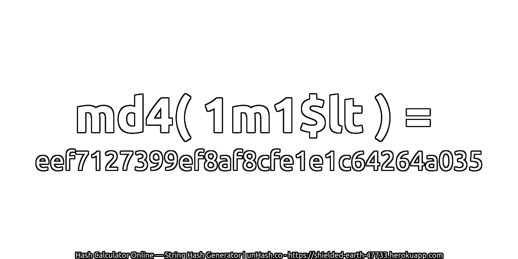 md4( 1m1$lt ) = eef7127399ef8af8cfe1e1c64264a035 | unHash.co