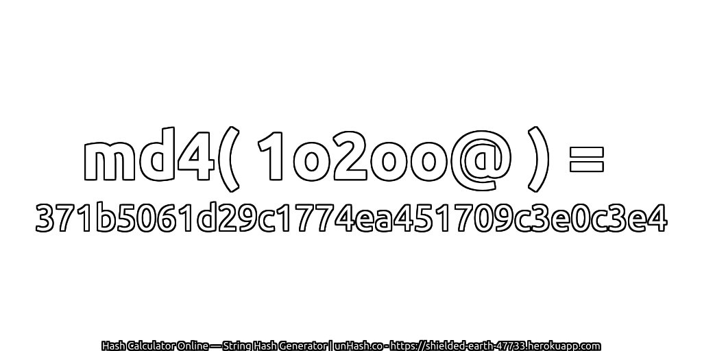 md4( 1o2oo@ ) = 371b5061d29c1774ea451709c3e0c3e4 | unHash.co