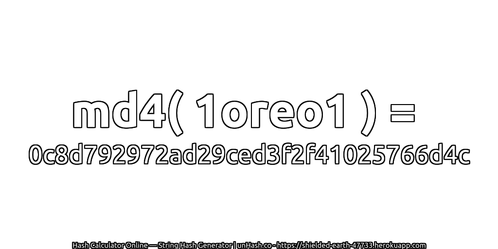 md4( 1oreo1 ) = 0c8d792972ad29ced3f2f41025766d4c | unHash.co