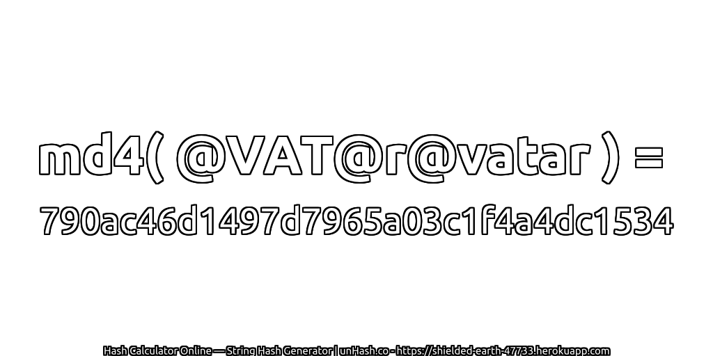 md4( @VAT@r@vatar ) = 790ac46d1497d7965a03c1f4a4dc1534 | unHash.co