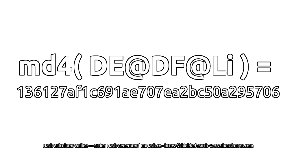 md4( DE@DF@Li ) = 136127af1c691ae707ea2bc50a295706 | unHash.co