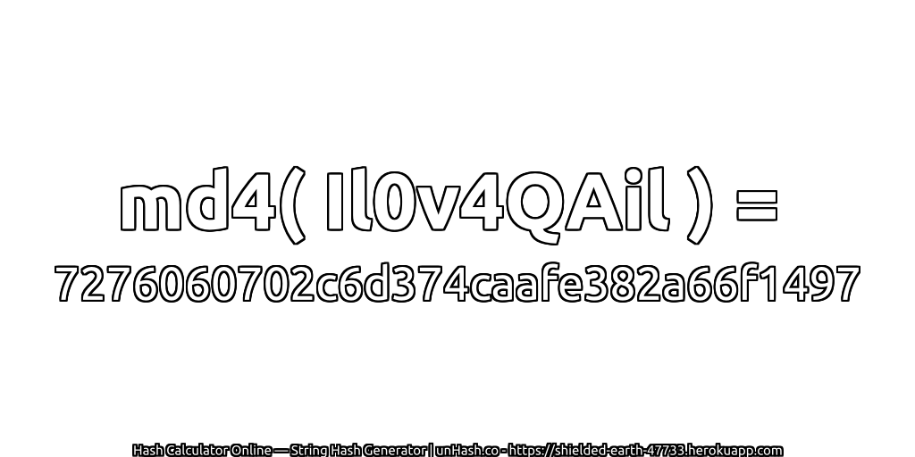 md4( Il0v4QAil ) = 7276060702c6d374caafe382a66f1497 | unHash.co