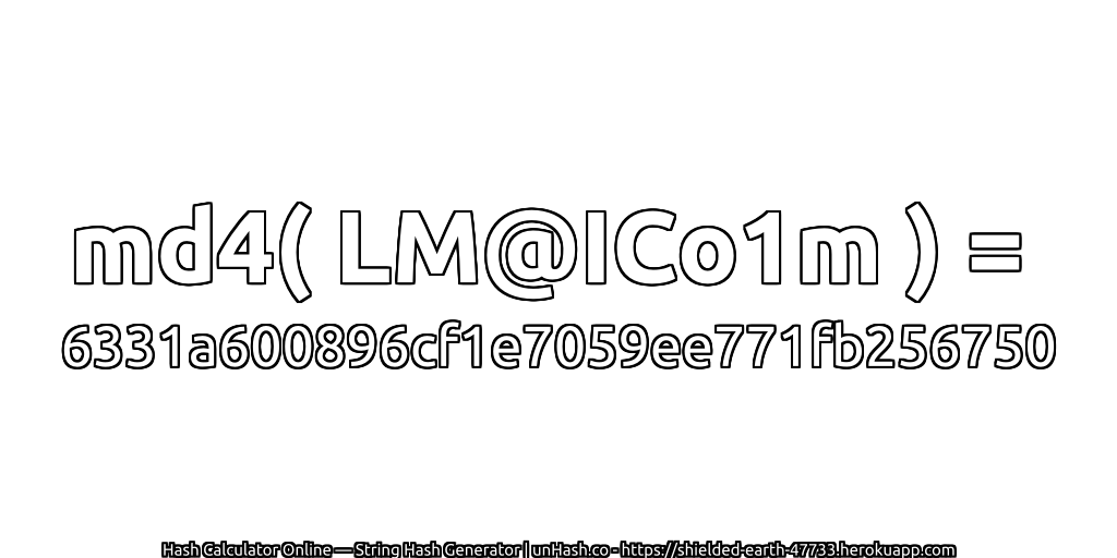 md4( LM@ICo1m ) = 6331a600896cf1e7059ee771fb256750 | unHash.co
