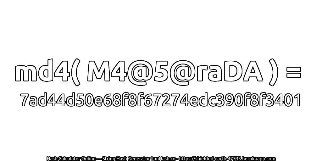 md4( M4@5@raDA ) = 7ad44d50e68f8f67274edc390f8f3401 | unHash.co