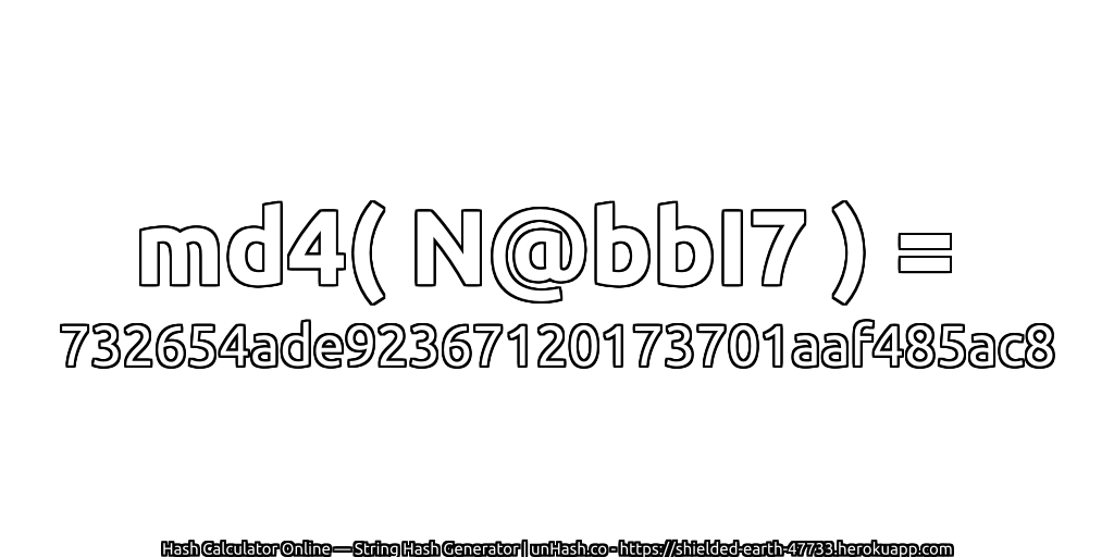 md4( N@bbI7 ) = 732654ade92367120173701aaf485ac8 | unHash.co