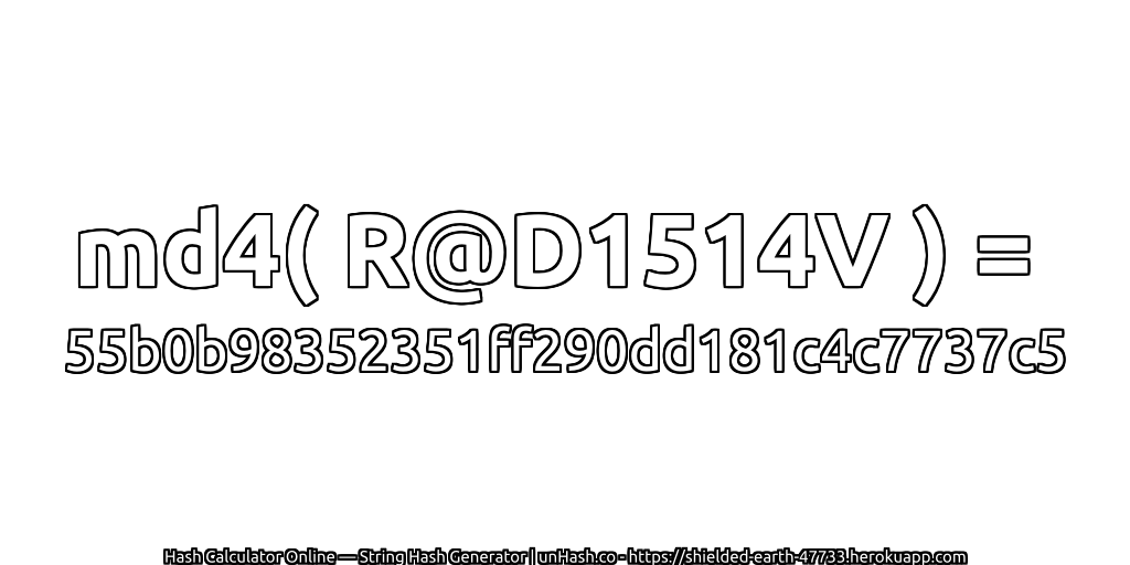 md4( R@D1514V ) = 55b0b98352351ff290dd181c4c7737c5 | unHash.co