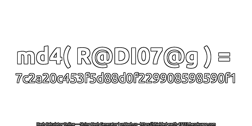md4( R@DI07@g ) = 7c2a20c453f5d88d0f229908598590f1 | unHash.co