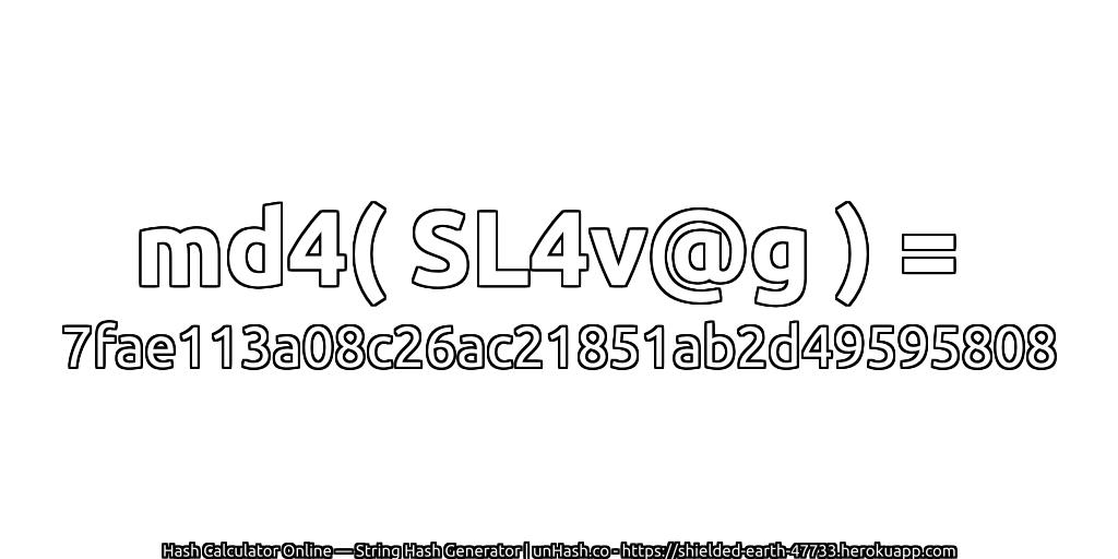 md4( SL4v@g ) = 7fae113a08c26ac21851ab2d49595808 | unHash.co