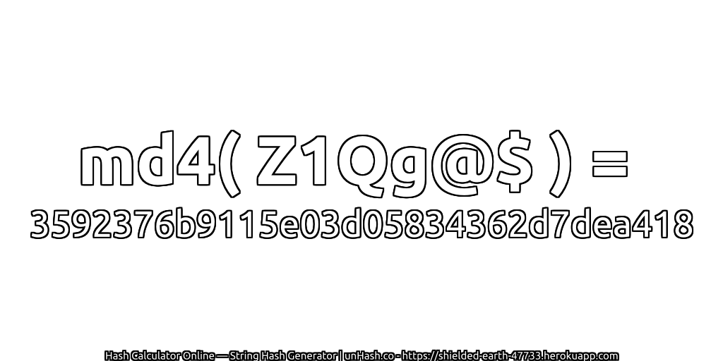 md4( Z1Qg@$ ) = 3592376b9115e03d05834362d7dea418 | unHash.co