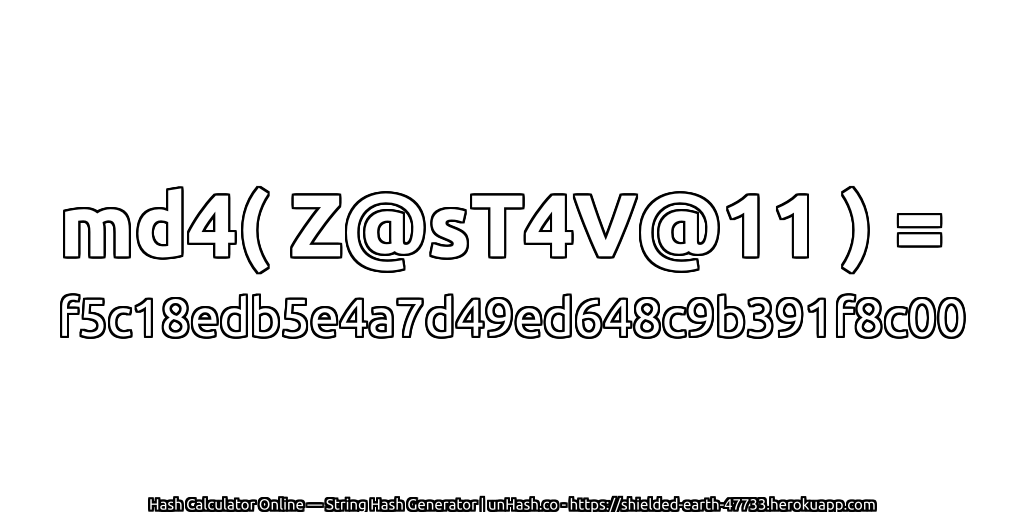 md4( Z@sT4V@11 ) = f5c18edb5e4a7d49ed648c9b391f8c00 | unHash.co