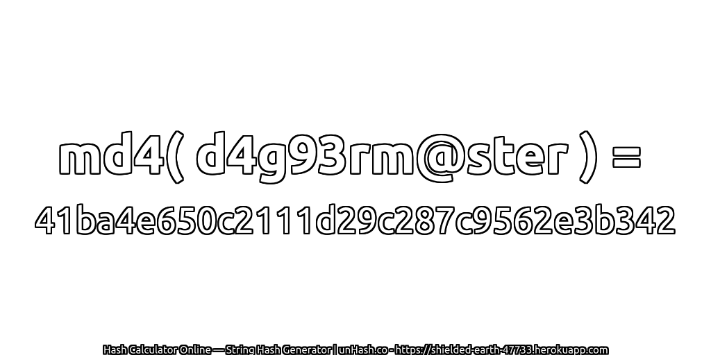 md4( d4g93rm@ster ) = 41ba4e650c2111d29c287c9562e3b342 | unHash.co