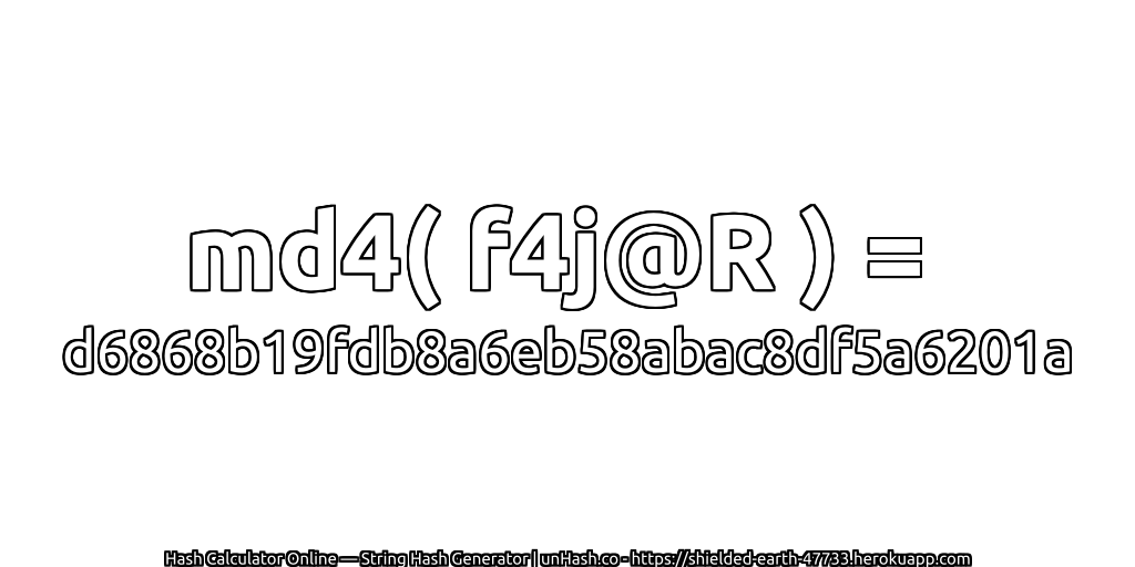 md4( f4j@R ) = d6868b19fdb8a6eb58abac8df5a6201a | unHash.co