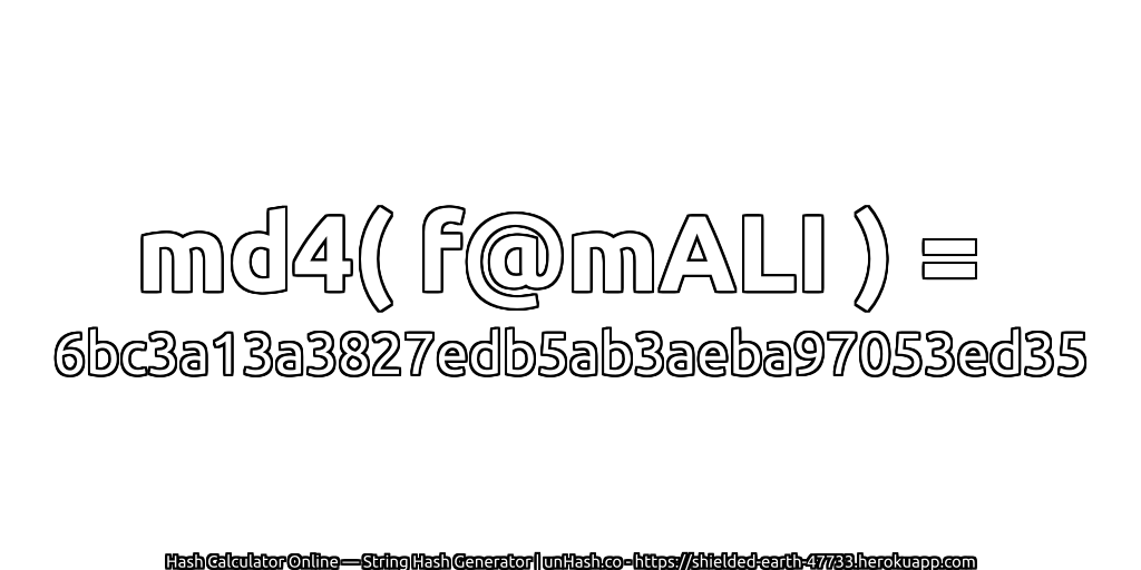 md4( f@mALI ) = 6bc3a13a3827edb5ab3aeba97053ed35 | unHash.co